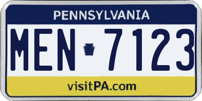 PA license plate MEN7123
