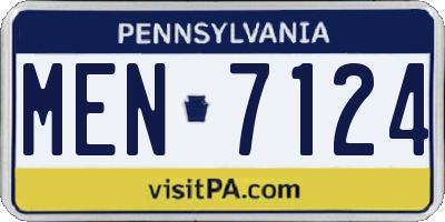 PA license plate MEN7124