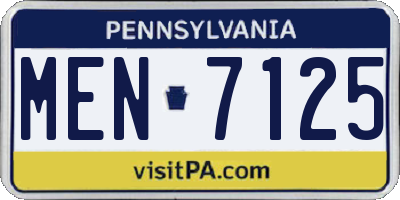 PA license plate MEN7125