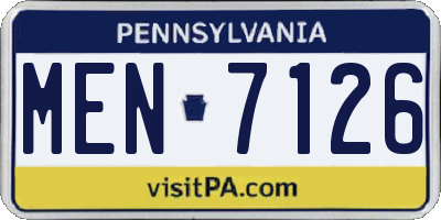 PA license plate MEN7126