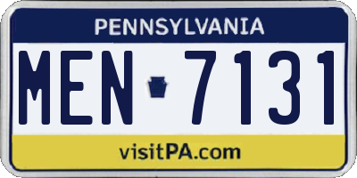 PA license plate MEN7131