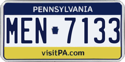 PA license plate MEN7133