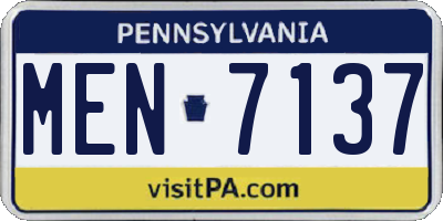 PA license plate MEN7137