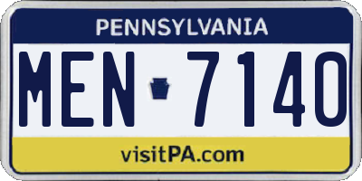 PA license plate MEN7140
