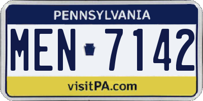 PA license plate MEN7142