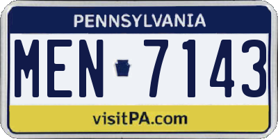 PA license plate MEN7143