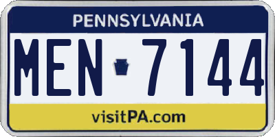 PA license plate MEN7144