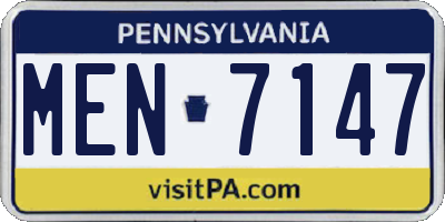 PA license plate MEN7147