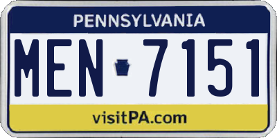 PA license plate MEN7151
