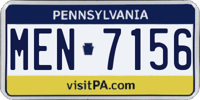PA license plate MEN7156