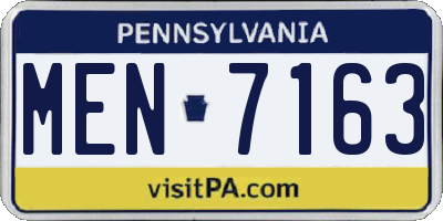 PA license plate MEN7163