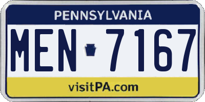 PA license plate MEN7167