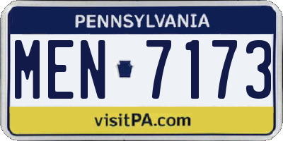 PA license plate MEN7173