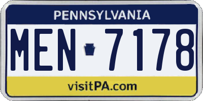 PA license plate MEN7178
