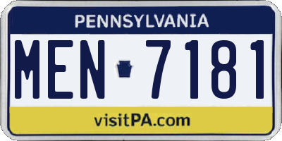 PA license plate MEN7181