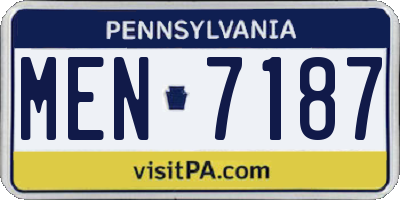 PA license plate MEN7187