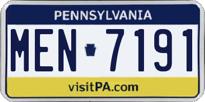PA license plate MEN7191