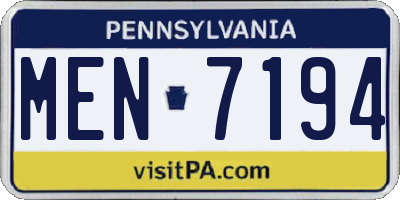 PA license plate MEN7194
