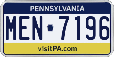 PA license plate MEN7196