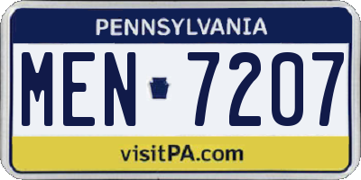 PA license plate MEN7207
