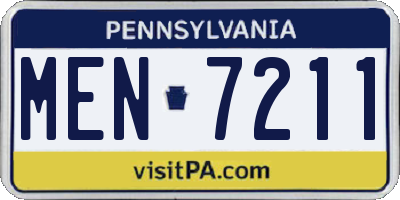 PA license plate MEN7211