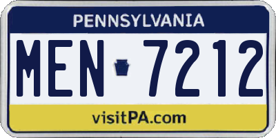 PA license plate MEN7212