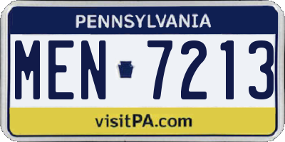 PA license plate MEN7213