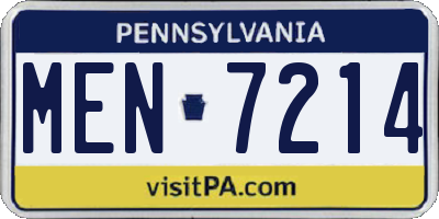 PA license plate MEN7214