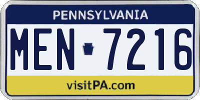 PA license plate MEN7216