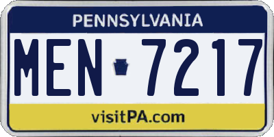 PA license plate MEN7217
