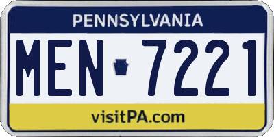 PA license plate MEN7221