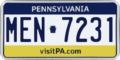 PA license plate MEN7231