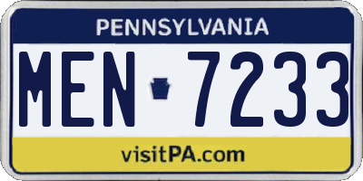 PA license plate MEN7233