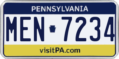 PA license plate MEN7234