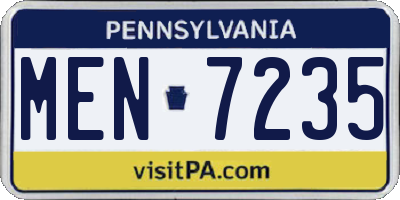 PA license plate MEN7235
