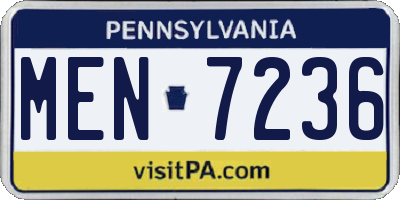 PA license plate MEN7236