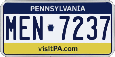 PA license plate MEN7237