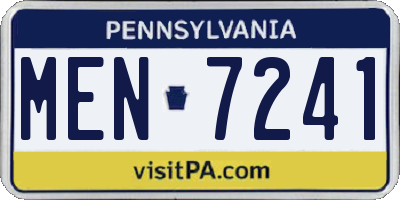 PA license plate MEN7241