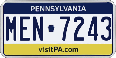 PA license plate MEN7243