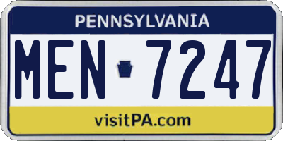 PA license plate MEN7247