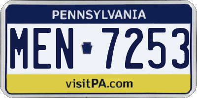 PA license plate MEN7253