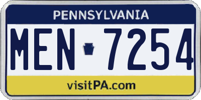 PA license plate MEN7254
