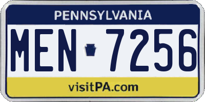 PA license plate MEN7256