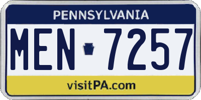 PA license plate MEN7257