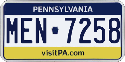 PA license plate MEN7258