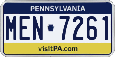PA license plate MEN7261
