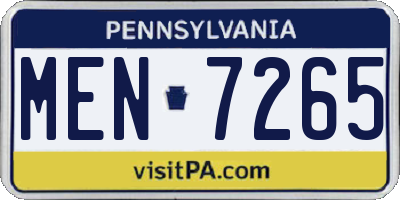 PA license plate MEN7265