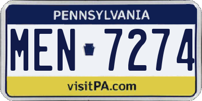 PA license plate MEN7274