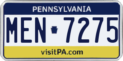 PA license plate MEN7275
