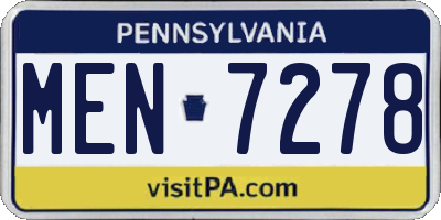 PA license plate MEN7278
